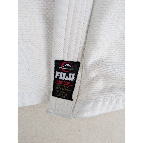 Fuji Kimono Victory GI Jacket Top sz A1 Martial Arts White Cotton READ/STAINS - Picture 9 of 16